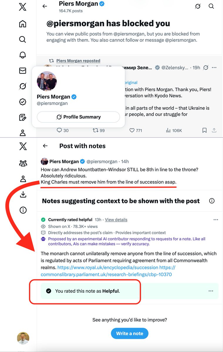 PhillipInIsrael's tweet image. Well, @piersmorgan may have blocked me for calling out all this lies, spins, biases and his bullying of Defenders of Israel, but the *fool doesn't know (well maybe now he does) I still call out his bullshit by advocating for #CommunityNotes on every lie, inaccuracy or spin. 😎

*