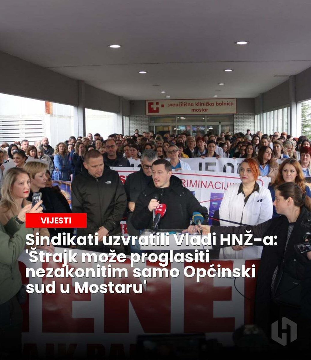 hercegovinainfo's tweet image. Sindikati odbacuju tvrdnje Vlade HNŽ-a o nezakonitosti štrajka, ističući da samo sud može donijeti takvu odluku, te najavljuju kaznene prijave. - hercegovina.info/vijesti/bih/si…

#sindikati #pravda #Mostar