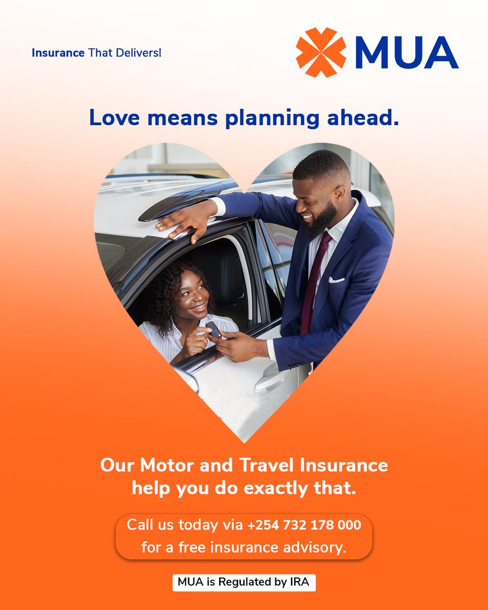MUA_Kenya's tweet image. Love is not just flowers and dinners. It is protection. It is foresight. It is making sure the journey is covered before the engine even starts.

#MUAInsurance #InsuranceKe #MotorInsurance #TravelInsurance