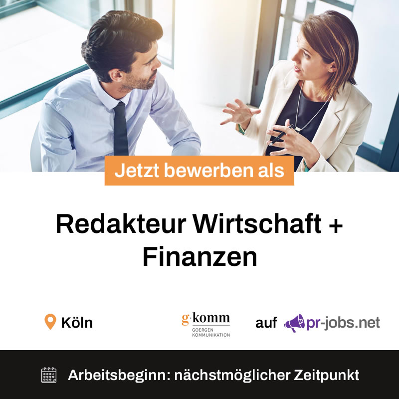 Die Goergen Kommunikation GmbH sucht ab sofort einen Redakteur Wirtschaft + Finanzen in Köln.

pr-jobs.net/job/redakteur-…

#Stellenanzeige #Redakteur #Köln #Jobs #Bewerbung