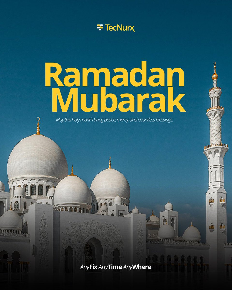 TecNurx's tweet photo. Ramadan Mubarak 🌙

May this holy month bring peace, mercy, and countless blessings to you and your loved ones. Wishing everyone a time of reflection, gratitude, and spiritual renewal.

#RamadanMubarak #AnyFixAnyTimeAnyWhere https://t.co/TkIHewFm3t