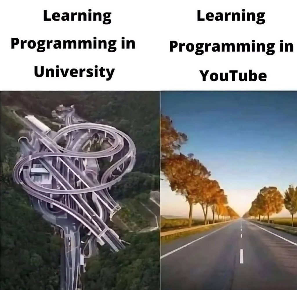 CodeByNZ's tweet photo. Is learning programming on YouTube better than learning at a university? https://t.co/dNAgVdk1kR