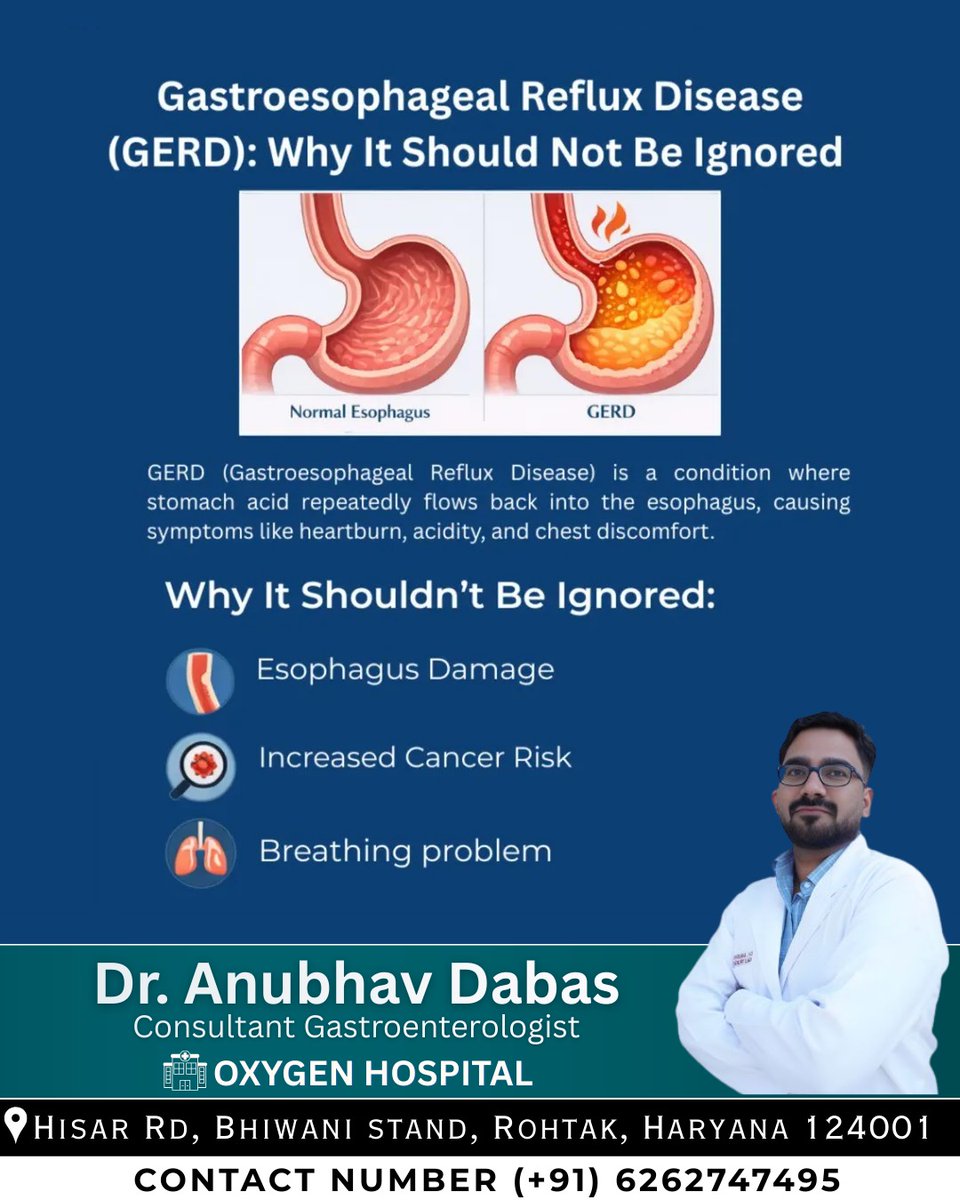 DrAnubhavgastro's tweet image. Burning sensation after meals? Frequent acidity? Don’t ignore it.

Your digestive health matters — take action today.

Dr. Anubhav Dabas
Consultant Gastroenterologist

अपॉइंटमेंट के लिए कॉल करें: +91 6262747495

#GERD #AcidityProblem #HeartburnRelief #DigestiveHealth #GutHealth