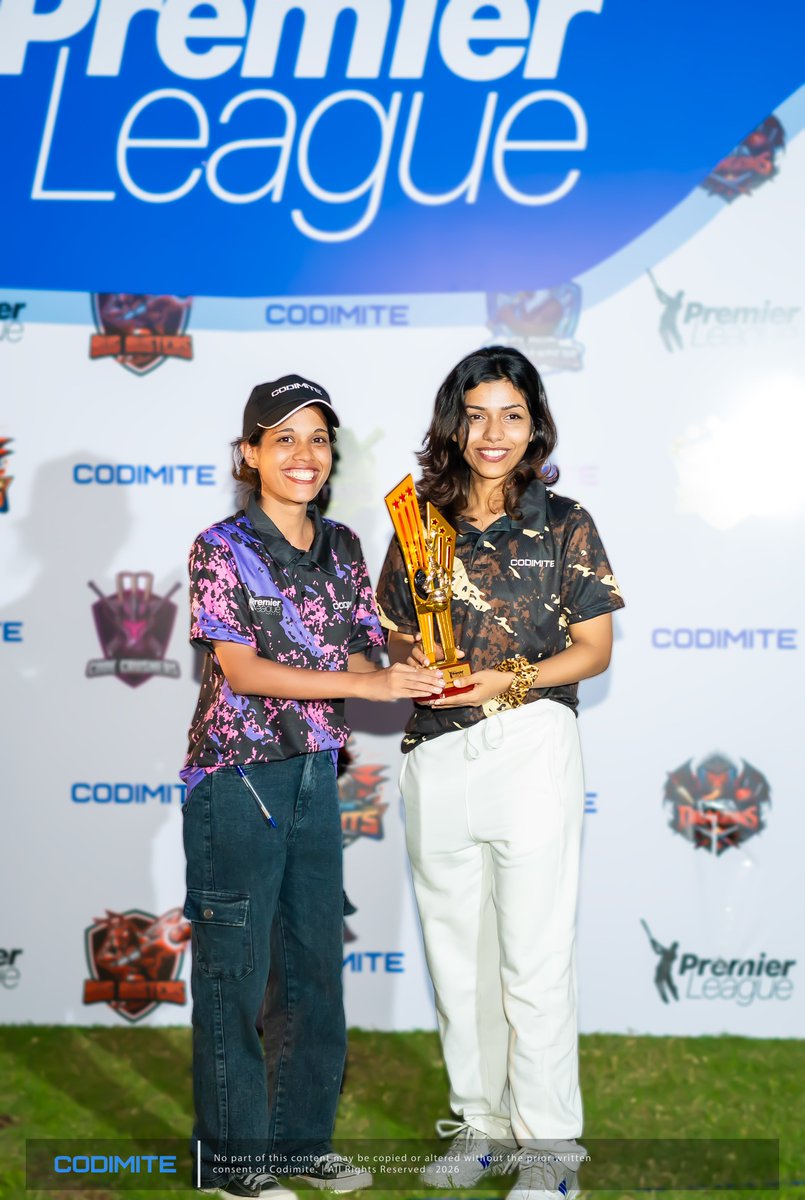 codimite's tweet photo. 𝐖𝐨𝐦𝐚𝐧 𝐨𝐟 𝐭𝐡𝐞 𝐒𝐞𝐫𝐢𝐞𝐬 – 𝐂𝐏𝐋 𝟐𝟎𝟐𝟔 🏆
Huge congrats to Vonara Perera (Jira Jugglers)! 

A powerful reminder that excellence has no gender—shattering ceilings and smashing boundaries! 

#Codimite #CPL2026 #JiraJugglers #WomenInSports #Empowerment https://t.co/ITxQslHNwt