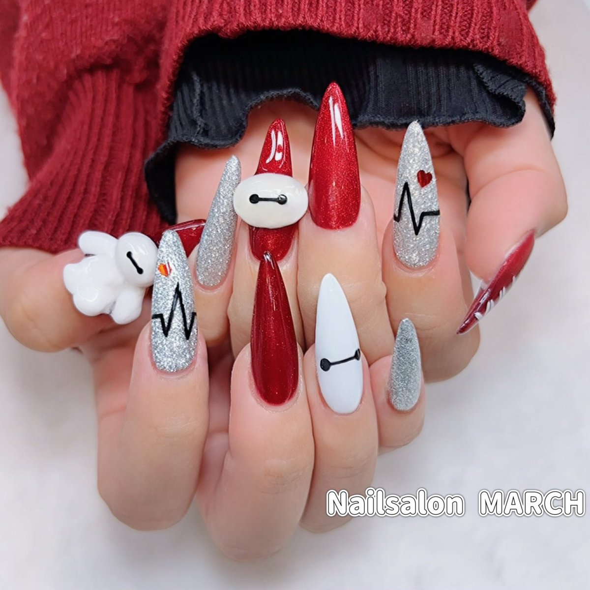 marumaru様　ネイルパーツ確認用 こんばんは♪新宿店です♥️ 推しネイル！ 今月はまん丸白巨体のネイル