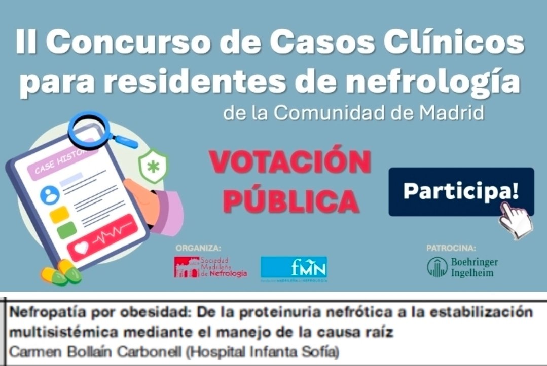 Nuestra residente <a href="/caarcaar3/">Bollo</a> ha resultado finalista en el concurso de casos clinicos organizado por <a href="/SOMANEorg/">Sociedad Madrileña de Nefrología (SOMANE)</a> y nosotros no podemos estar más orgullosos 😊

#somoshuis
#residentesnefrologia