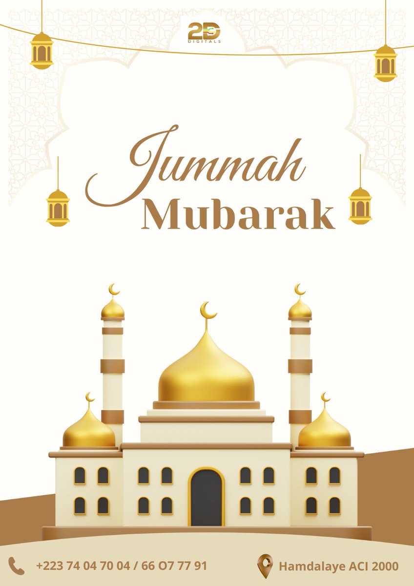 𝐉𝐮𝐦𝐦𝐚𝐡 𝐌𝐮𝐛𝐚𝐫𝐚𝐤 

2D Digitals vous souhaite un vendredi rempli de paix et de bénédictions.

#2DDigitals #Jummah