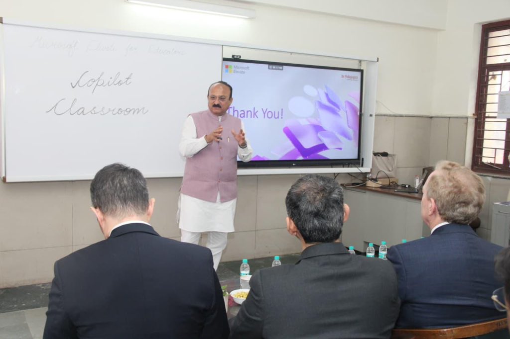 ashishsood_bjp's tweet photo. Visited CM SHRI School, Pandara Road and engaged with educators and innovators during the Microsoft Elevate for Educator Initiative, in collaboration with Microsoft, focused on strengthening AI-driven teaching and learning in our classrooms.

Grateful for the insightful discussions with @bradsmith , Vice Chairman and President, Microsoft Corporation, and Meenakshi Uberoi, CEO and Founder of De Pedagogics, along with officials from NCERT and the Government of NCT of Delhi. It was inspiring to see our teachers demonstrate how AI tools are enhancing lesson planning, inclusion, and student engagement. We look forward to adopting global best practices and scaling innovative AI-enabled teaching approaches in our schools, ensuring that the strongest learnings from this collaboration translate into meaningful classroom impact.

@gupta_rekha 
@dpradhanbjp 
@blsanthosh