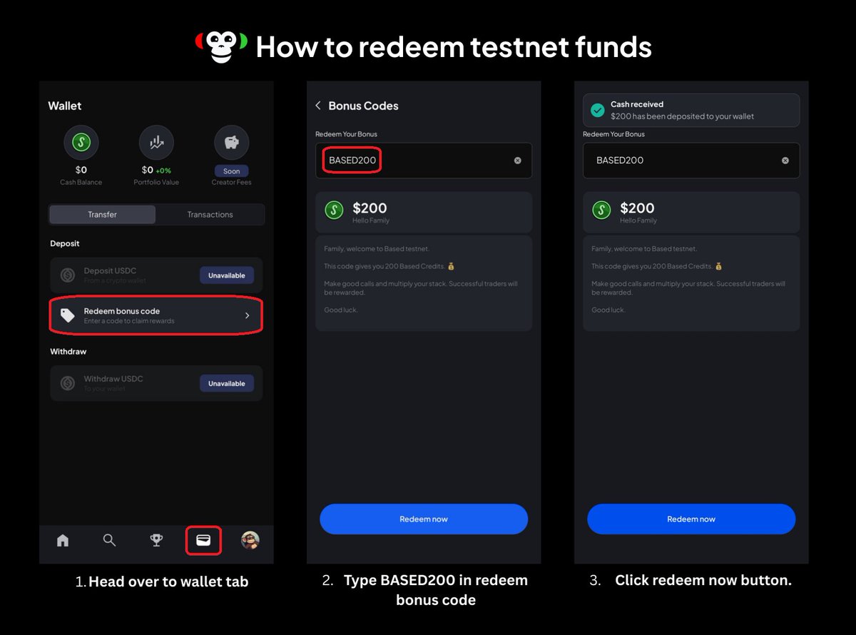 Basedappcom's tweet photo. ICYMI: free testnet funds with code BASED200. press pass holders only. https://t.co/zSAUis5BPA