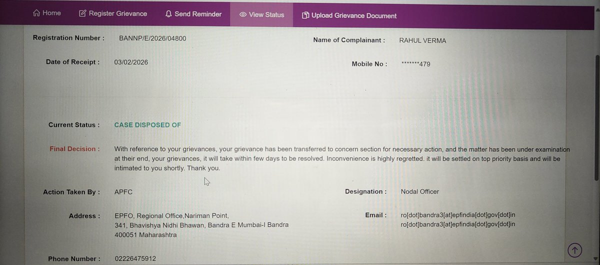 chintverm's tweet photo. My epfo claim was raised on 8-01-2026. But still pending.  I also registered grievance on Epfigms portal . But no resolution till today. 

Member ID MHBAN02112730000715443
@officialepfo 
@epfobandra 
@epfozorajasthan @mansukhmandviya @jagograhakjago
@ISSACOMM @ilo
@PMOIndia_RC https://t.co/Deh67IvZi5