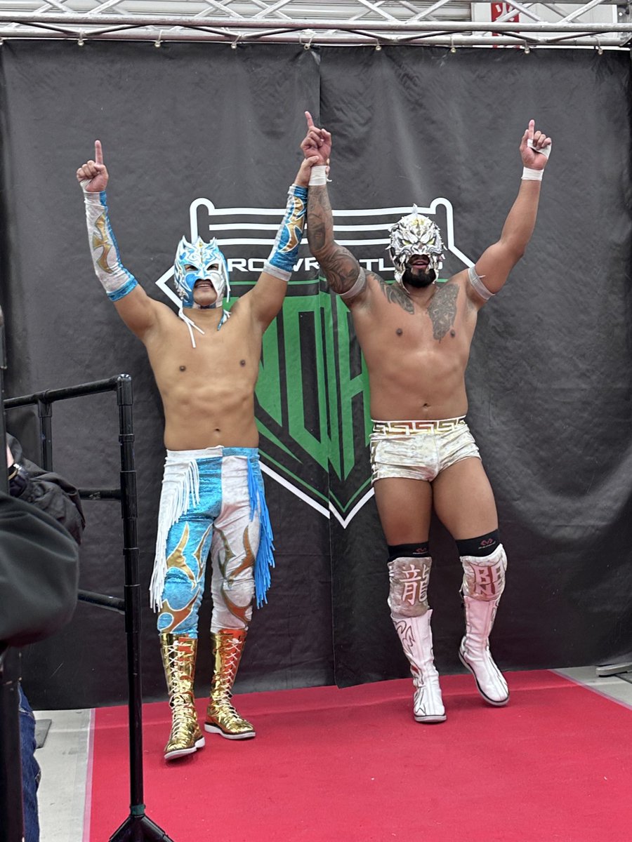 teamsaru's tweet photo. NOAH広島大会堪能しました！
ジュニアタッグも面白かった！
ヨシタツ3回も出てきたよ笑
#noah_ghc https://t.co/0hLv5BDysQ