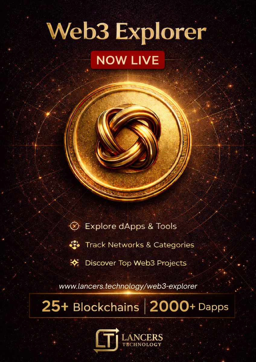 0xLancersT's tweet photo. 🚀 We are happy to announce Web3 Explorer , Your Gateway to the Decentralized World

Built by @0xLancersT , Web3 Explorer helps you discover Web3 like never before.

A unified platform for chains, DApps, tools, and insights. #Web3 

👇 Thread https://t.co/d5vorgptvC