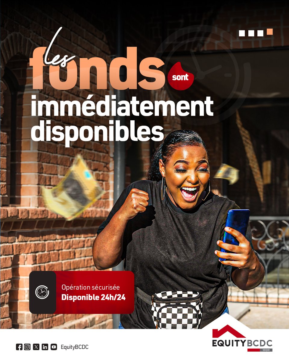 EquityBCDC's tweet image. Besoin de retirer de l'argent sans carte ?

Avec EquityBCDC Mobile, c'est simple ! Connectez-vous, choisissez « Retrait sans carte », indiquez le montant, confirmez, et recevez votre code sécurisé.
Finalisez le retrait à un ATM EquityBCDC. #EquityBCDC

#Banque #MobileBanking