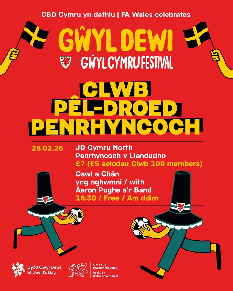 PenrhyncochFC's tweet photo. Celebrate St David’s Day in true Welsh style! 🏴󠁧󠁢󠁷󠁬󠁳󠁿
🎶 Cerddoriaeth fyw gan Aeron Pugh a’i Fand
🥣 Cawl am ddim – cynheswch gyda phowlen flasus (pan fydd e wedi mynd, mae e wedi mynd!)
🎉 Bingo Hwyl
🐎 Ychydig o Rasys Ceffyla

@menteriaithceredigion
@fawales https://t.co/51waRiZicw