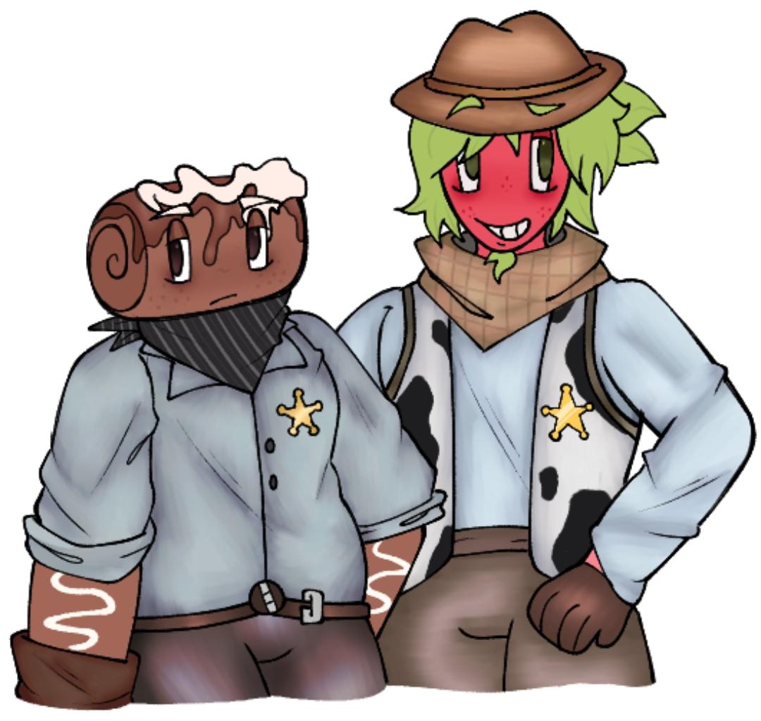 Toby799270's tweet photo. sheriff sprout and his partner 
#dandysworld #dandysworldfanart #fruitcakedandysworld https://t.co/wrsfXhCAXb