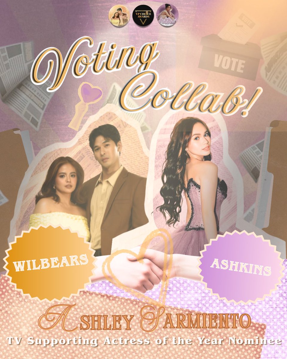 📣 COLLAB ALERT 📣

𝐖𝐈𝐋𝐁𝐄𝐀𝐑𝐒 🤝 𝐀𝐒𝐇𝐊𝐈𝐍𝐒

We're joining forces with <a href="/AshkinHQ/">ASHKIN HQ</a> for the 7th Village Pipol Choice Awards!

🧡 WilBears will vote for Ashley Sarmiento as TV Supporting Actress of the Year 
💜 Ashkins will vote for Golden Scenery of Tomorrow as Digital