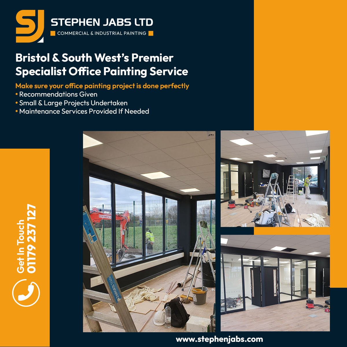 stephenjabsltd's tweet photo. Over 40 years of excellence! 🌟 Stephen Jabs Ltd are trusted experts in commercial &amp; industrial painting across Bristol &amp; the South West. Offices, schools, warehouses – we do it all! https://t.co/JIEYoX8YhS 

#StephenJabs #CommercialPainting #TrustedExperts https://t.co/LbtKvFh3ac