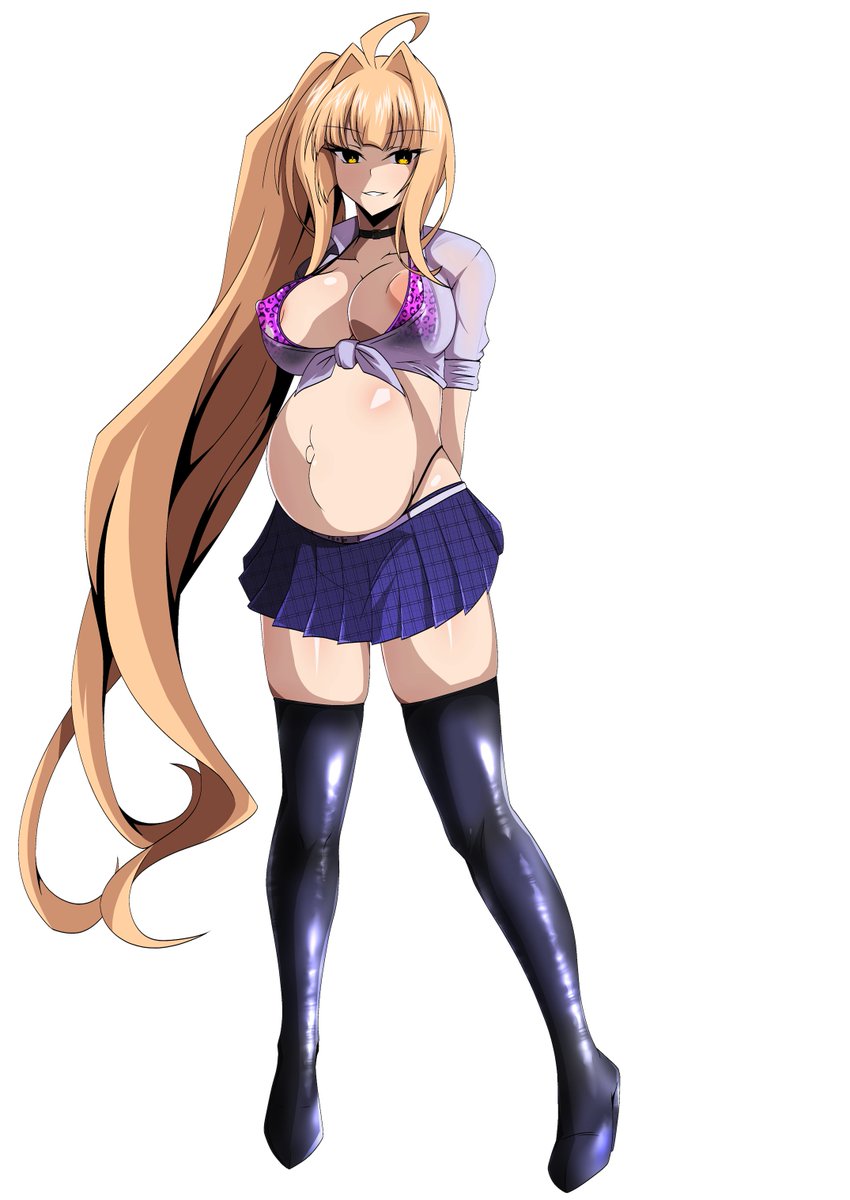 pixivリクエスト:らくがきプラン  その700
内容「いつものレクスティア・メイ(成長済み/ボテ腹/変身解除)で改造制服を着たイラストをお願いします」
私「アメスクが該当するな、これ…アメスクでええんかな--ええやろ((思考停止」 