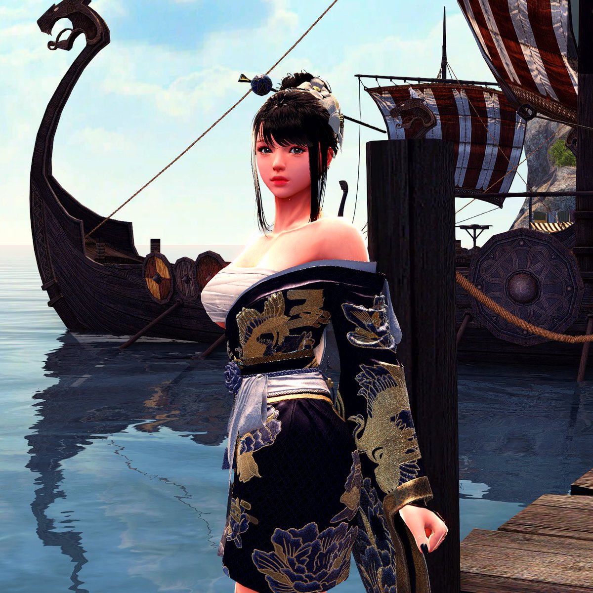 Taking a quiet moment at the docks, who's your mercenary behind the armor? #Vindictus #Outfit