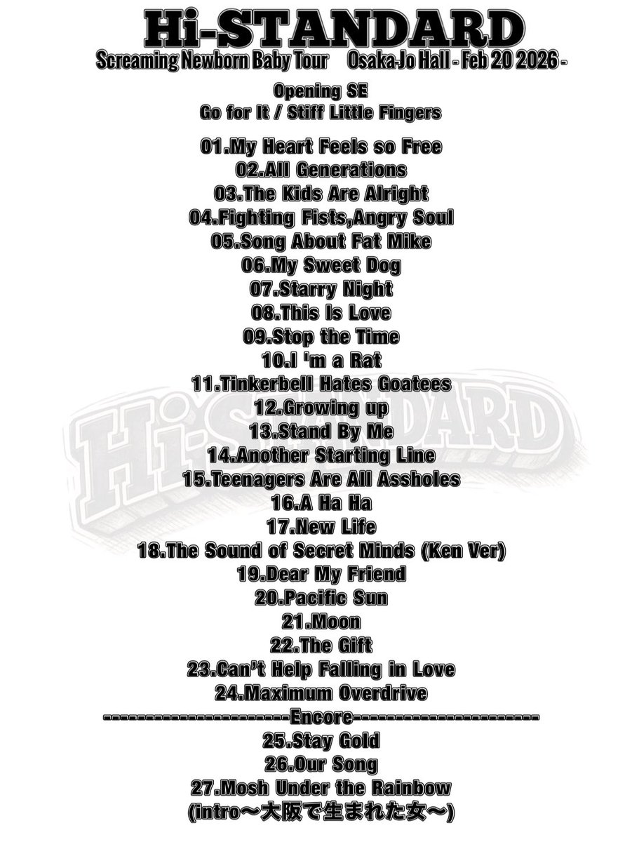 Hi-STANDARD ハイスタンダード ハイスタ Screaming Newborn Baby Tour