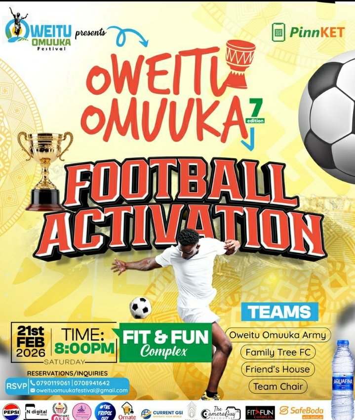 ⚽🔥 It’s game time! Oweitu Omuuka Football Activation – 7th Edition at Fit &amp;Fun Complex Kyaliwajjala this Saturday at 8pm
#OweituOmuuka26