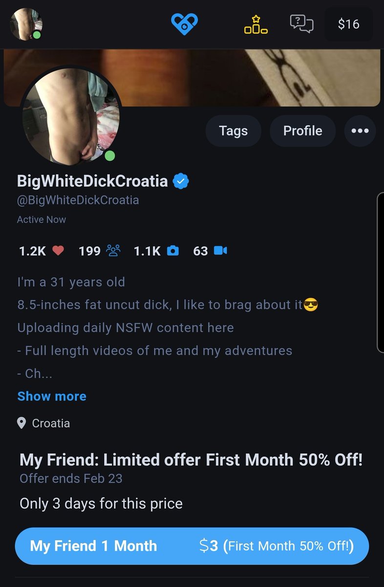 Promocija traje samo kratko, tako da pozurite i uzivajte u vise od 1000 slika i preko 50 videa
fansly.com/BigWhiteDickCr…