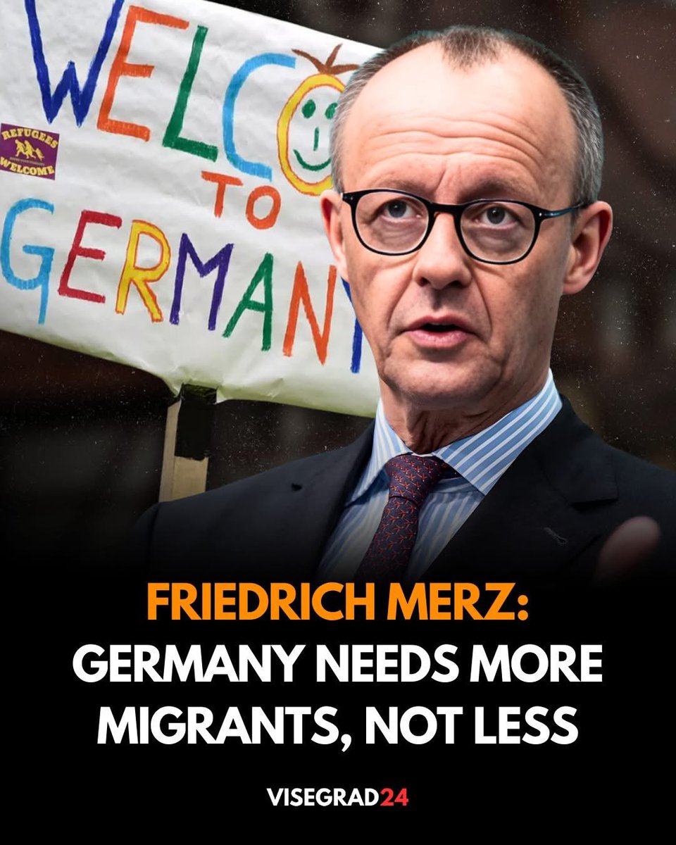🇩🇪 German Chancellor Friedrich Merz says Germany needs more migrants, not less.

He also added that he wants Germany to remain an open country.