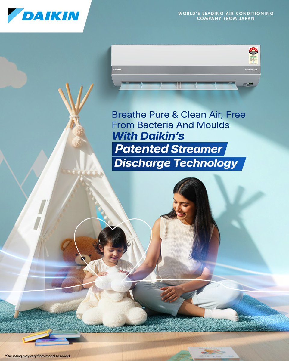 With Daikin's Patented Streamer Discharge Technology enjoy clean