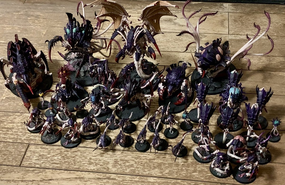 今更ながら2000ptのティラニッド穴掘り軍団完成しました！ 1000