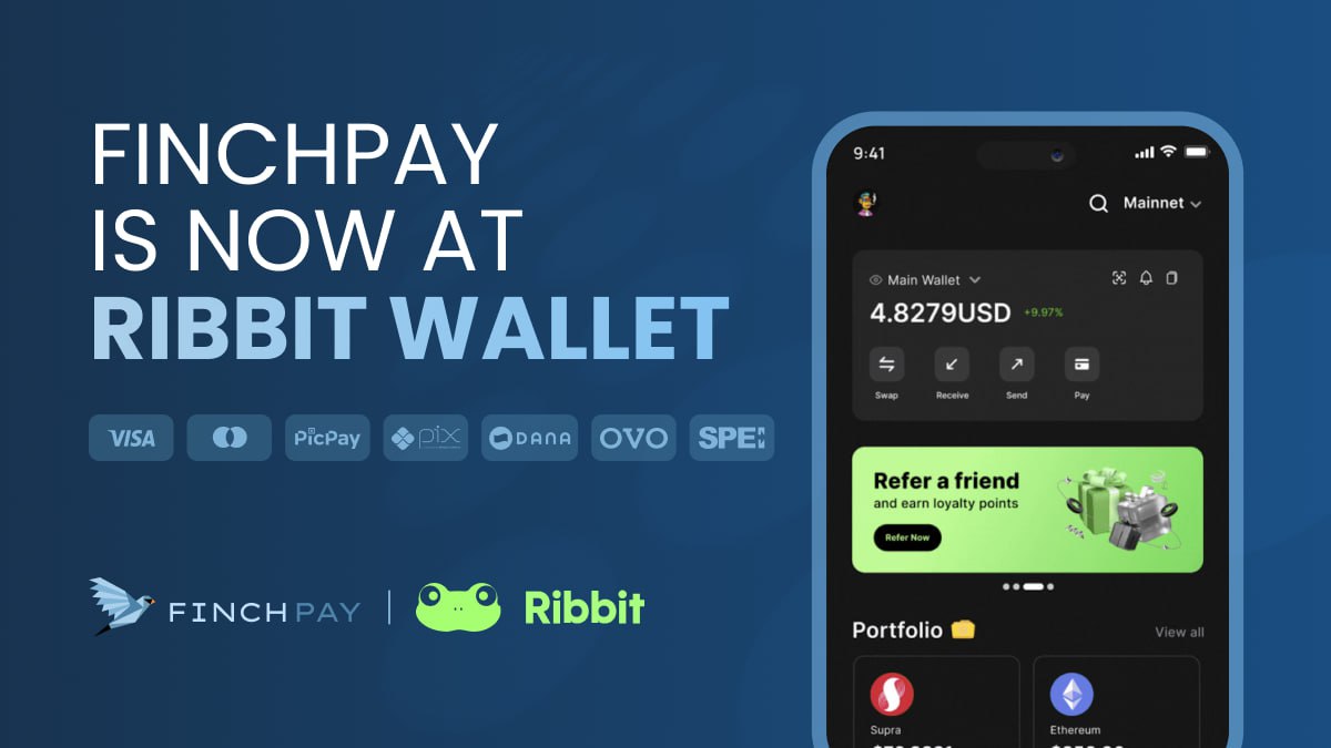 🐸 x 🕊 A new exciting partnership!

Big news! <a href="/FinchPay_io/">FinchPay</a> has officially integrated into <a href="/RibbitWallet/">Ribbit</a>, making your crypto journey smoother than ever 🚀

You can now buy $SUPRA by <a href="/SUPRA_Labs/">Supra</a> using your card, directly inside the Ribbit Wallet wallet extension or a mobile app