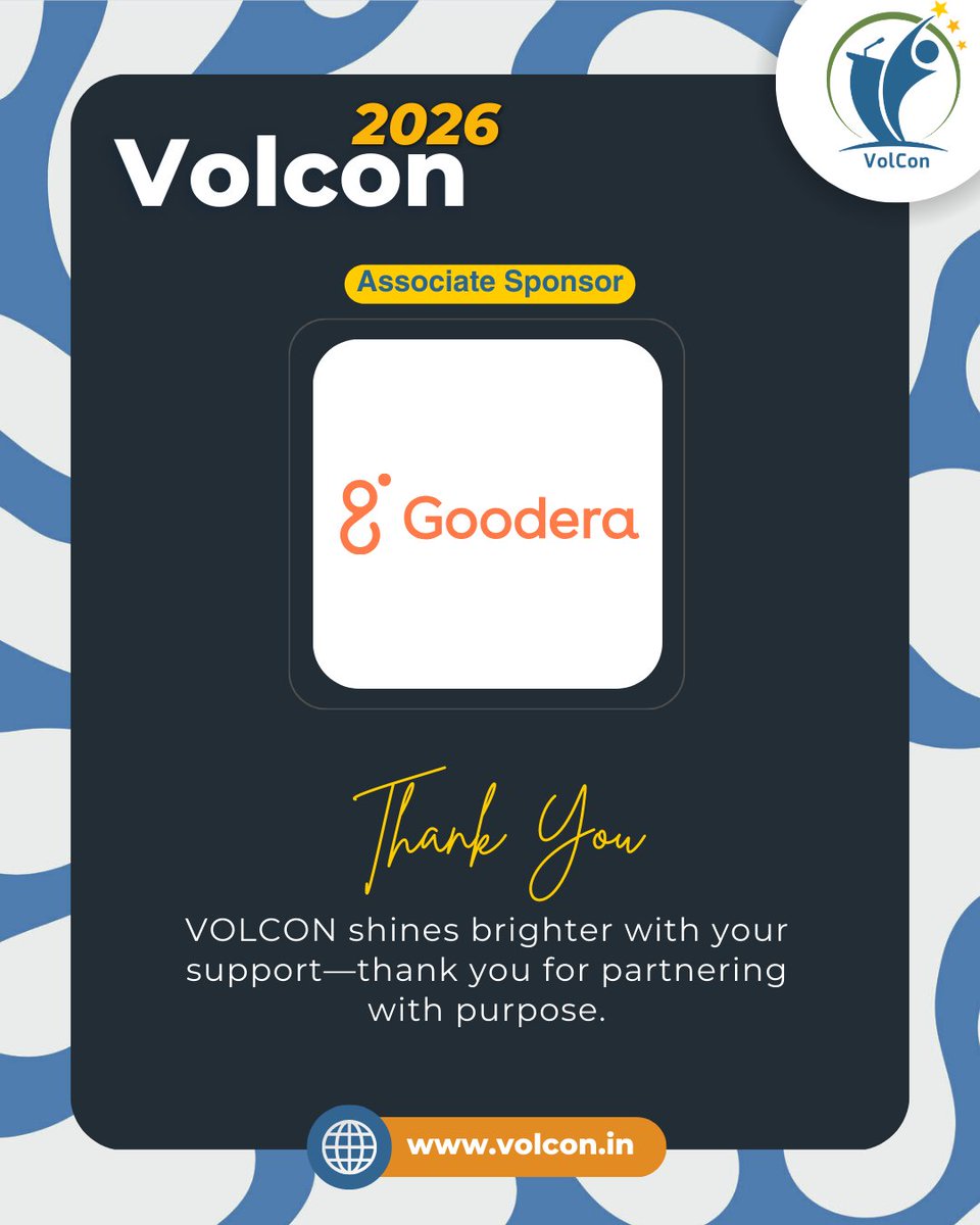 VolConIndia's tweet image. Grateful to @wearegoodera for supporting VolCon 2026 as our Associate Sponsor.

Together, we power purpose into action.

#VolCon2026 #Goodera #CollectiveImpact #VolunteerLeadership