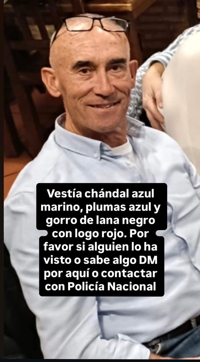 🔴 🔴 COMUNIDADO IMPORTANTE:
El #Ayuntamiento informa sobre la desaparición de un vecino de #SanFernandoDeHenares en la tarde de ayer, alrededor de las 20 horas. Su nombre es Antonio Ruiz, y tiene 68 años. Vestía chándal y abrigo azul y gorro de lana negro.