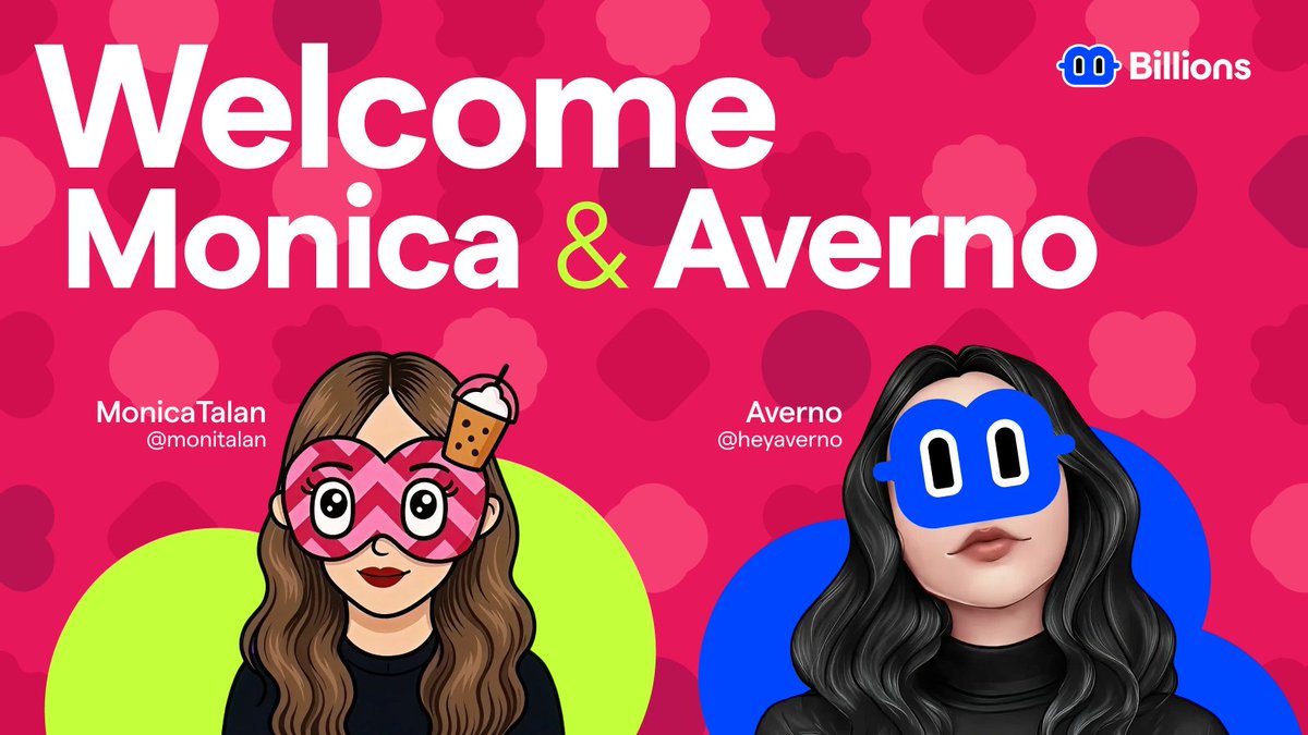 Welcome <a href="/monitalan/">MonicaTalan</a> and <a href="/HeyAverno/">Averno</a> to the Billions team 💙

Started as Billions interns.
Grew within the Billions community.
Now they’re co-leading the Billions community.

We’re proud to have you with us 🥰

More things are coming.
This is just the beginning LFG 🚀