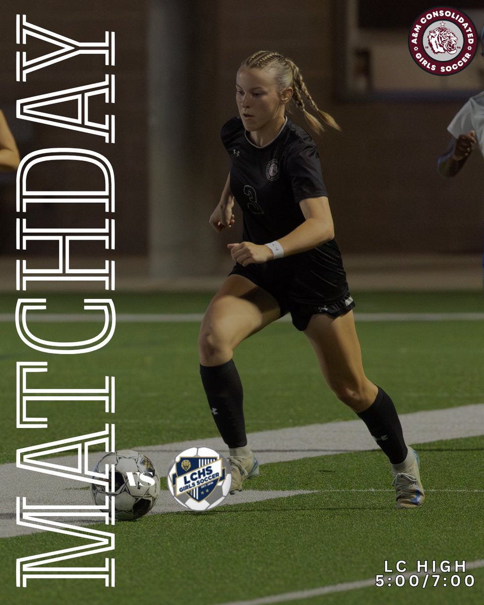 amcConsolSoccer's tweet photo. 🚨🚨🚨GAMEDAY ALERT🚨🚨🚨

The Lady Tigers travel🚌 East today for a business trip in Montgomery County. 

🆚 @LCHS_W_Soccer 
⏰ 5:00/7:00 PM
📍 Lake Creek HS

Let’s roll!
#1and0 https://t.co/bdFPlPSifK
