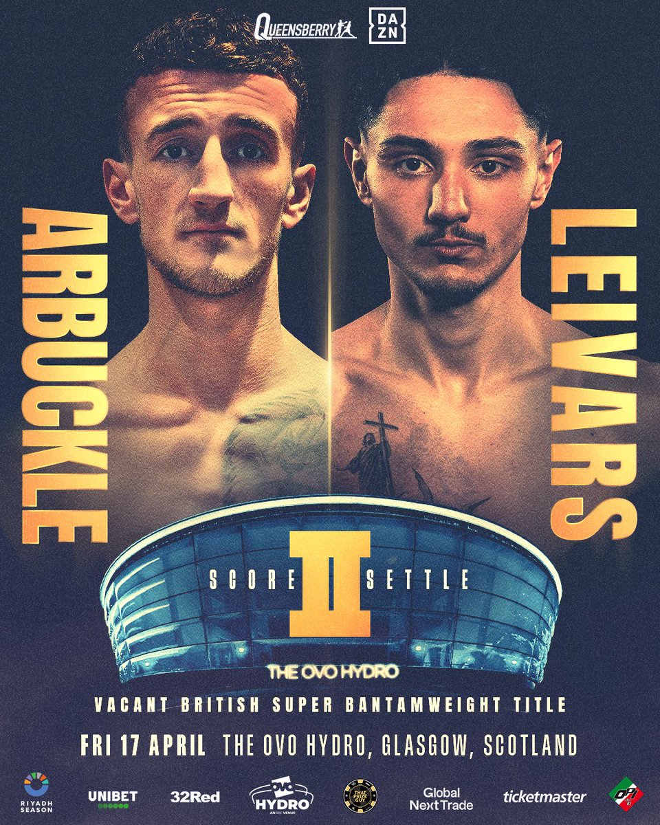 Big Night on 17th April in Scotland for two of our fighters.
Both in Title fights!!

<a href="/astonbrown/">Aston Brown</a> Will face Gilley for The WBA International Title!!

And British Title on the line for Nico Leivars 🇬🇧🏆

<a href="/DAZNBoxing/">DAZN Boxing</a> <a href="/Queensberry/">Queensberry Promotions</a>