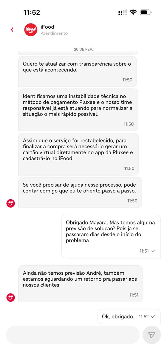 souodeco's tweet photo. Consegui atualizações sobre a falha nos pagamentos via @Pluxee_BR pelo @iFood

Resumo: problemas técnicos sem prazo de solução. https://t.co/2y5GfYItl6
