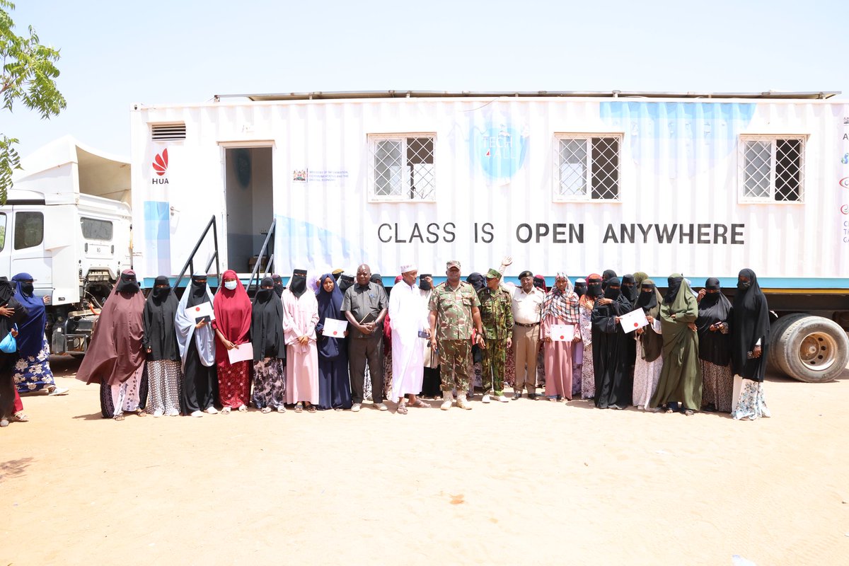 Today at the ICT Hall, Wajir East, with Ps <a href="/UmmiMBashir/">Ummi Bashir, CBS</a> CBS, Hon. <a href="/Honadendaud/">Hon. Aden Daud, EBS</a>  MP Wajir East, and the County Commissioner for Wajir, celebrated the graduation of 200 young people from the #HuaweiDigiTruck five weeks training programme.

Through our solar-powered mobile