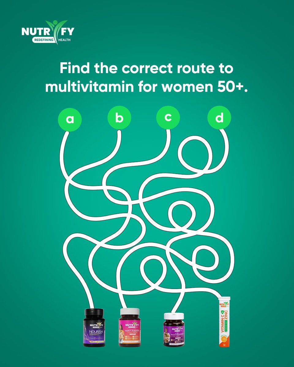 Nutrify Friday Game Time!
Find the correct route to multivitamin for women 50+.
🏆 Three winners will be selected at random to receive a surprise gift from Nutrify.

For higher chances to win:
✅ Tag 3 friends in the comments
✅ Like and interact with our other posts