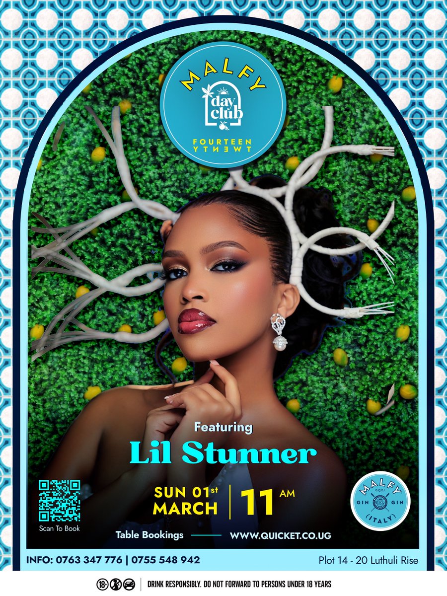 fourteentwenty0's tweet photo. The March Edition of Malfy Day Club is here! Get ready for a sun-soaked day of gin, zest, and the finest beats by @SheilahGashumba, @djvanss_, @iamalisha250, @DJ_Ssese and @DJ_DashUG.

Event is strictly 21+ | Link in bio to book. https://t.co/dMp61RzdYU