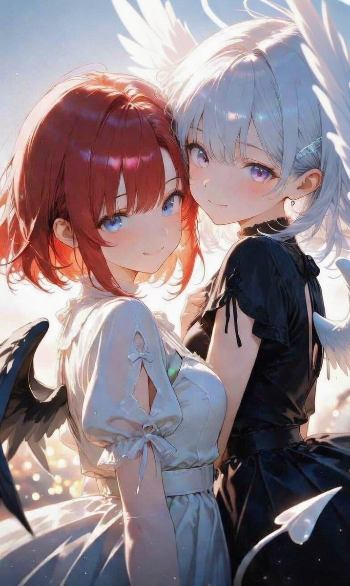 赤い髪と水色の髪 どっちが天使🪽 どっちが悪魔👿 分かりますか
