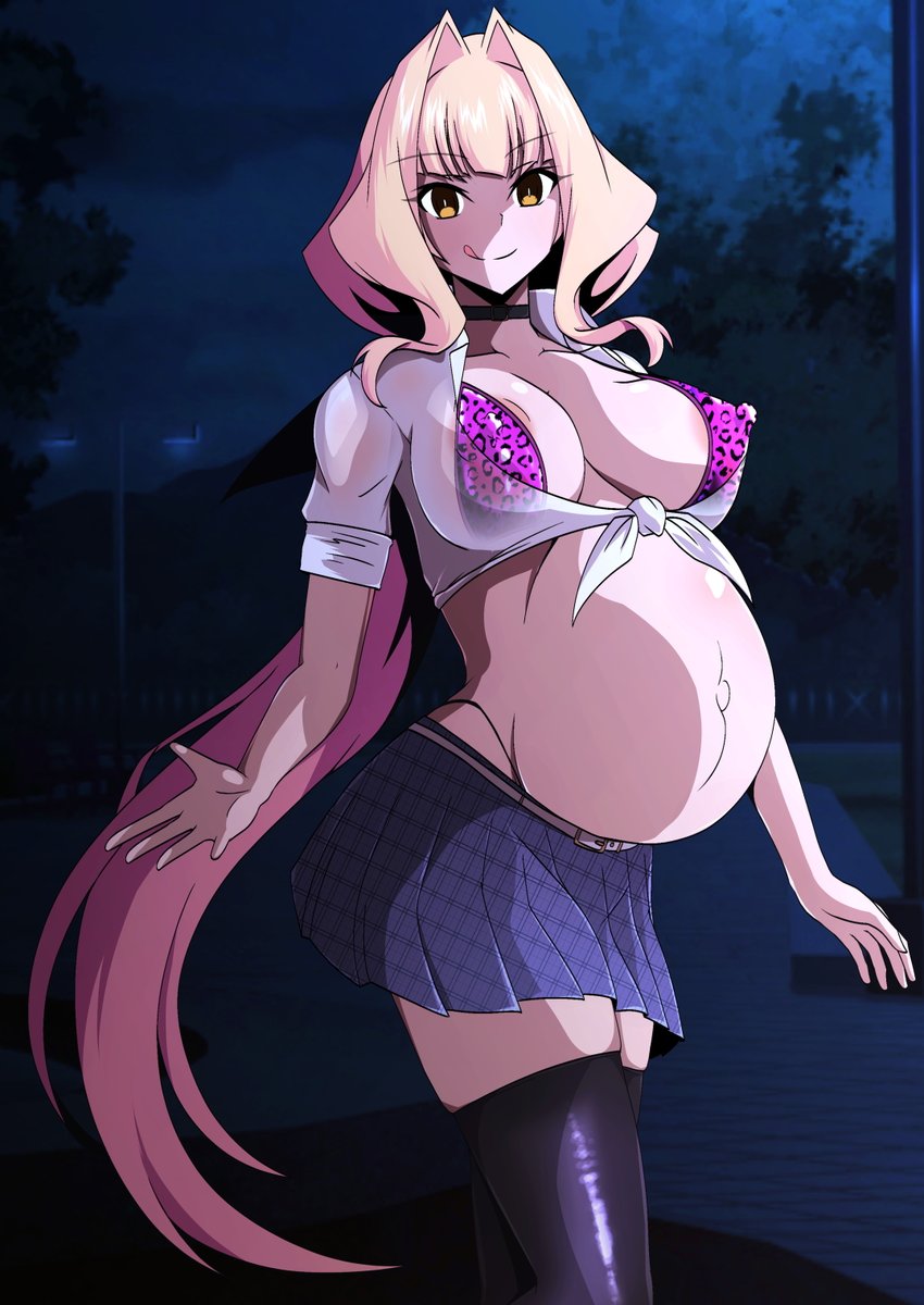 pixivリクエスト:らくがきプラン  その704
内容「いつものアザリン(レクスティア/ボテ腹/変身解除)で改造制服を着たイラストをお願いします」 