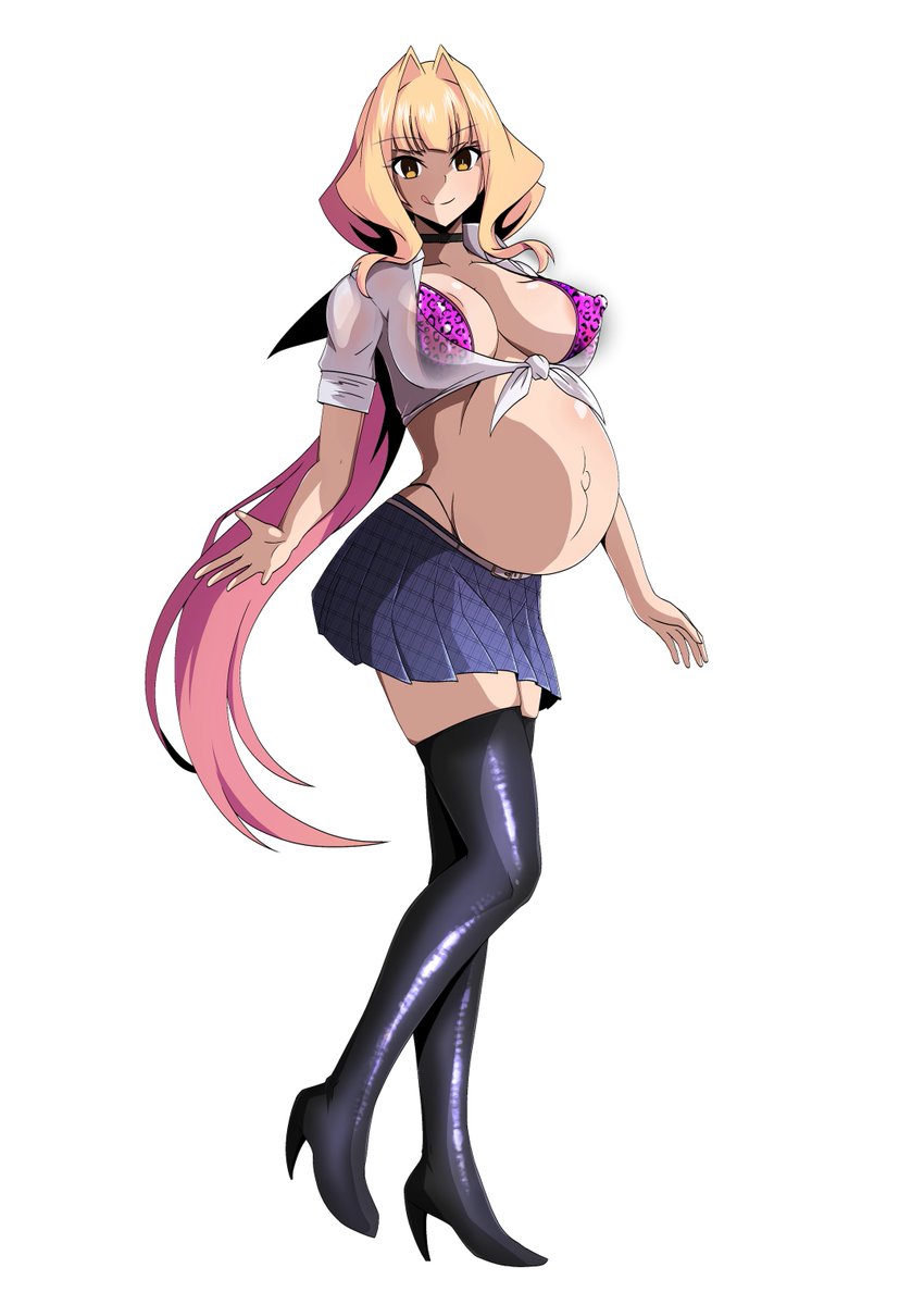 pixivリクエスト:らくがきプラン  その704
内容「いつものアザリン(レクスティア/ボテ腹/変身解除)で改造制服を着たイラストをお願いします」 