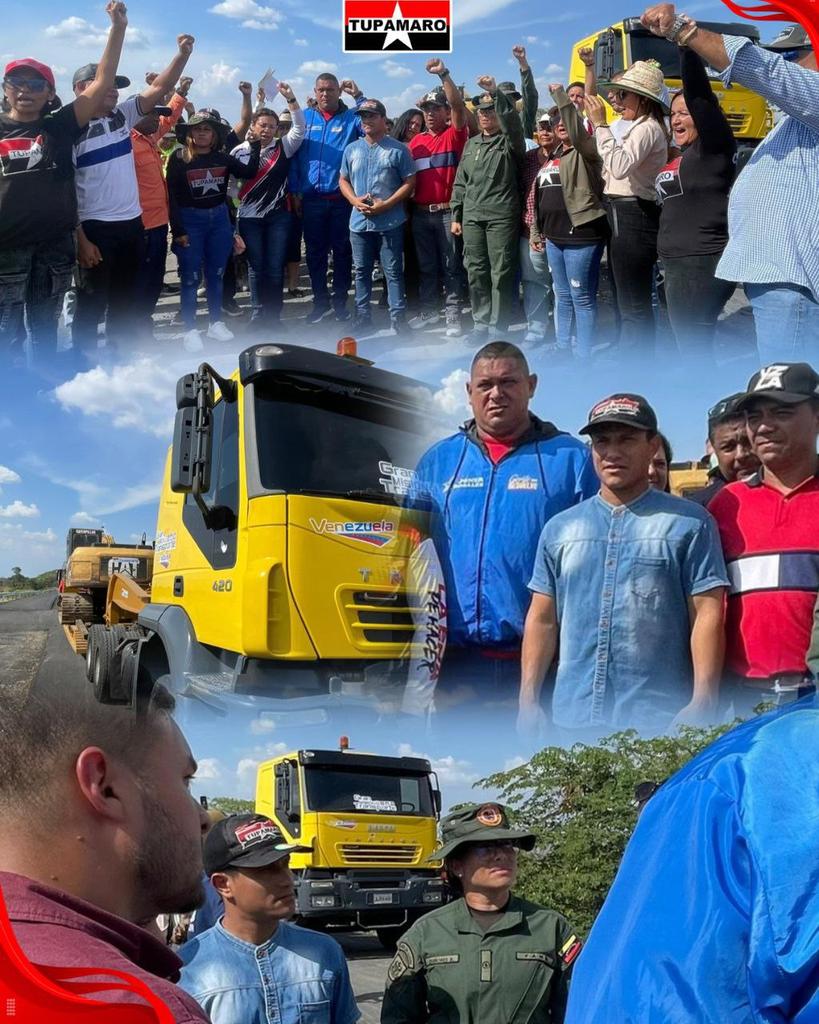 BloqueLlanero's tweet photo. Gracias al compromiso de nuestro Presidente Nicolás Maduro, la Presidenta (E) Delcy Rodríguez, Ministro de Transporte Aníbal Coronado y el Gobernador Adán Chávez  junto al Alcalde  Frank Daniel Contreras, hoy se recibió la maquinaria para recuperar la vía entre Apure y Barinas. https://t.co/FyUxGgv2i6
