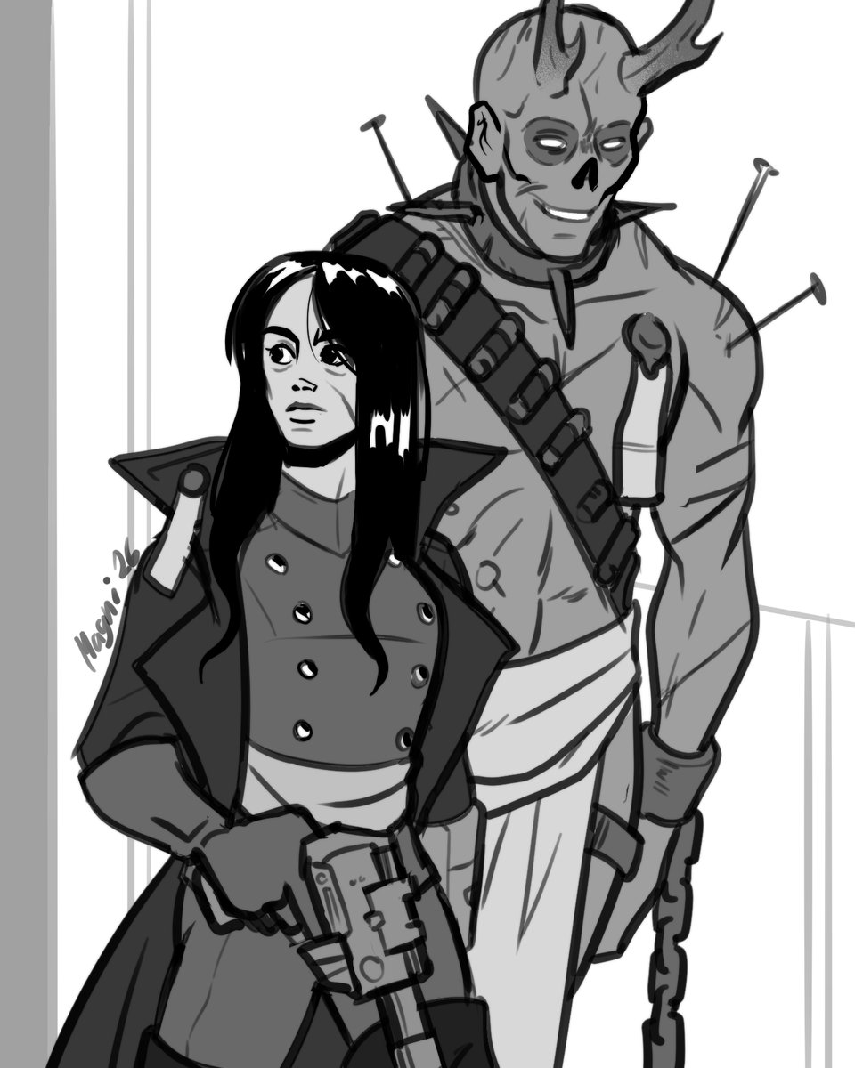 #ghoulcy warhammer40k AU

Novice MacLean and her living armory- I mean, her Dad's Daemonhost