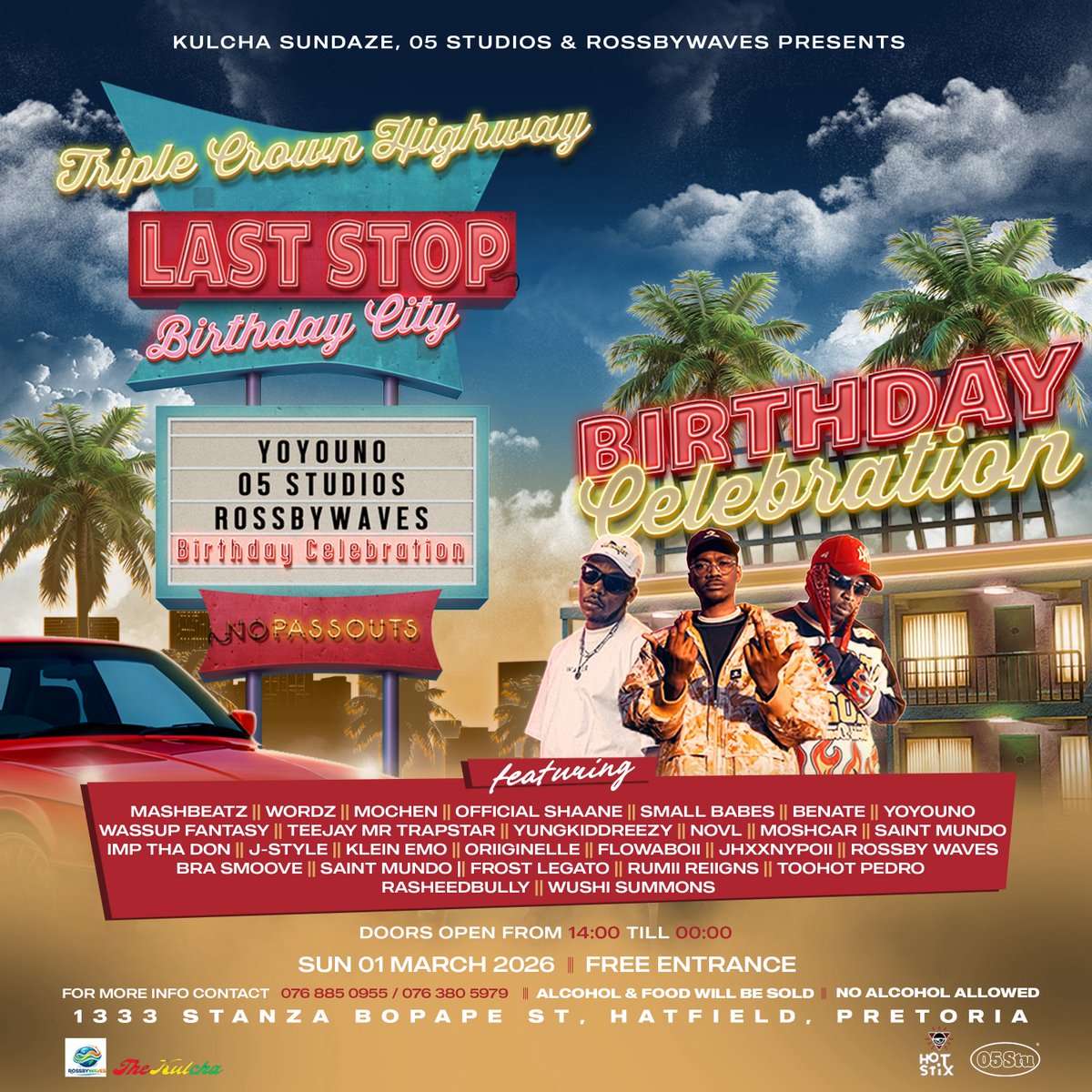 A carefully curated line up featuring electrifying live performances and special appearances from top tier talent like <a href="/MashBeatz_/">THA GREAT 🇿🇦</a> <a href="/WordzThaPrince/">𝑾𝒐𝒓𝒅𝒛 𝑻𝒉𝒂 𝑷𝒓𝒊𝒏𝒄𝒆</a> and <a href="/MochenRSA/">El Presidente</a>  alongside standout artists who are actively shaping the culture right now, this is the FULL LINE UP.🔥💥

Pull up in