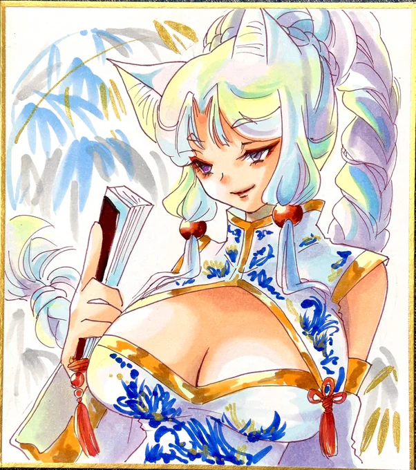 三つ編み東北姉妹(上) 今回もいっぱい色紙描いた〜 明日持っていきますのでよろしくお願いします #ボイボ寮祭