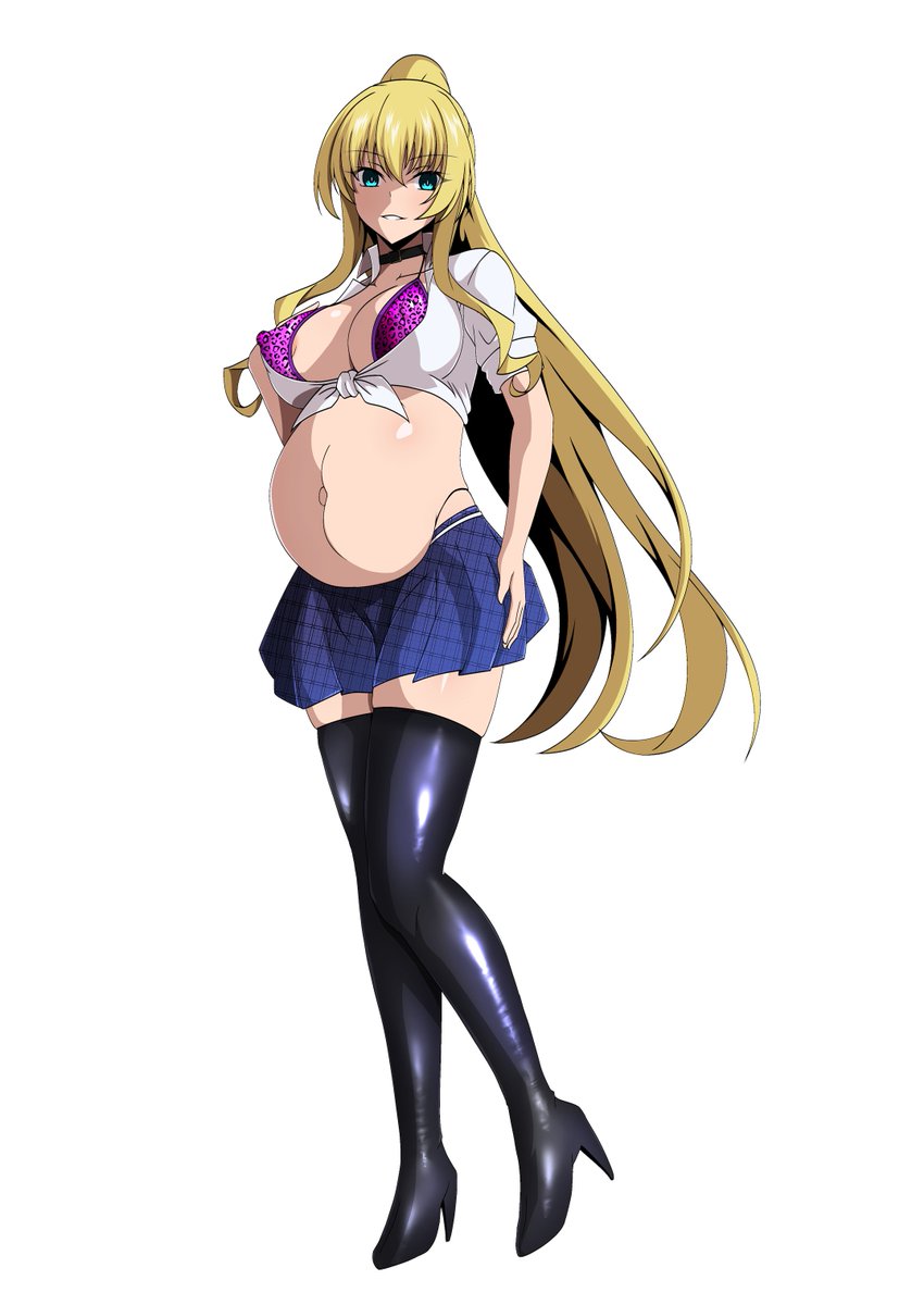 pixivリクエスト:らくがきプラン  その711
内容「いつものリース(レクスティア/ボテ腹/変身解除)で改造制服を着たイラストをお願いします」 