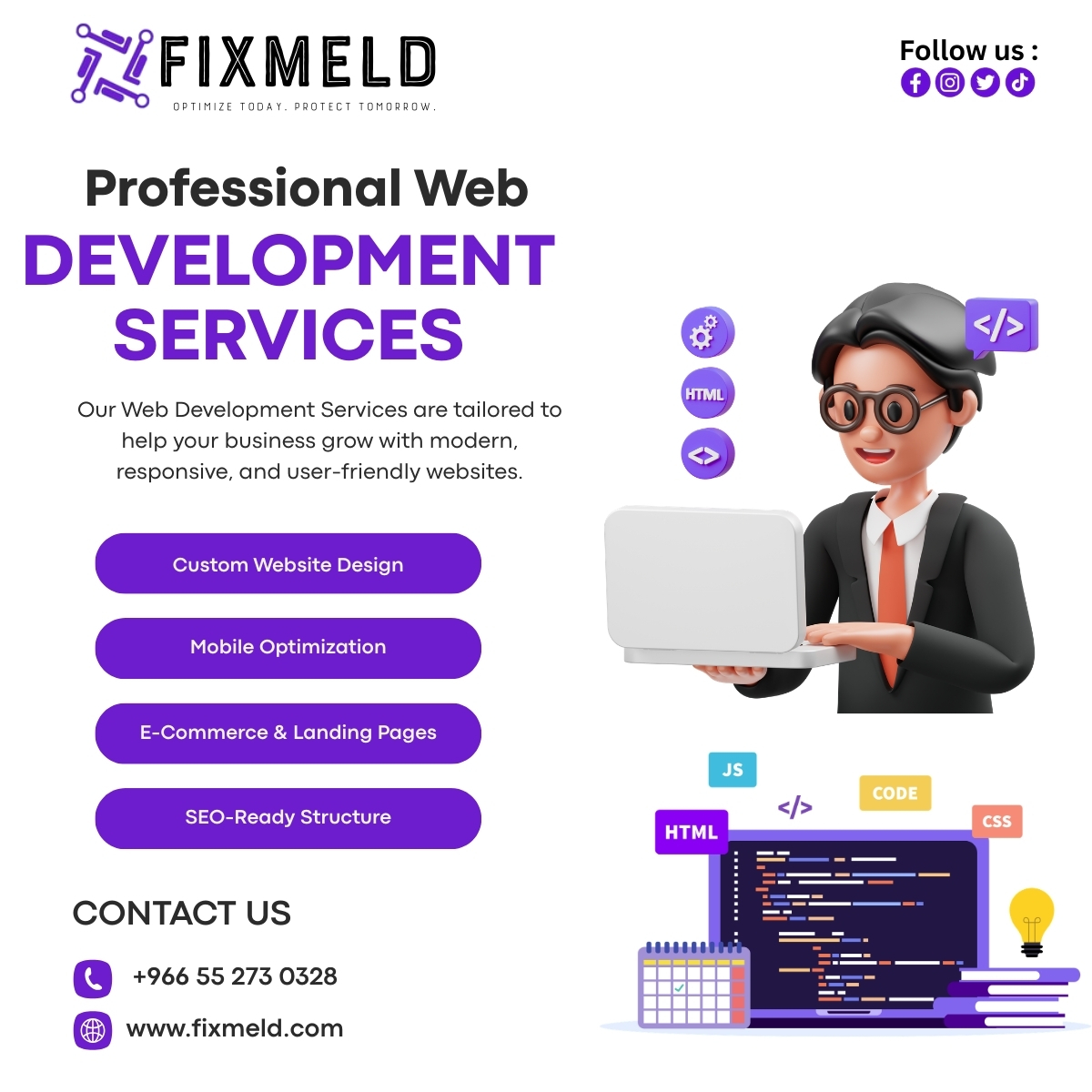 fixmeld's tweet photo. Professional Web Development that helps your business grow 🚀

Custom websites, Mobile Optimization, E-Commerce &amp; SEO-Ready structure — all in one place.

📞 +966 55 273 0328
🌐 https://t.co/mFtb3bfLJm
#WebDevelopment #SEO #Ecommerce #WebsiteDesign #Fixmeld https://t.co/AyBqC6b3YN