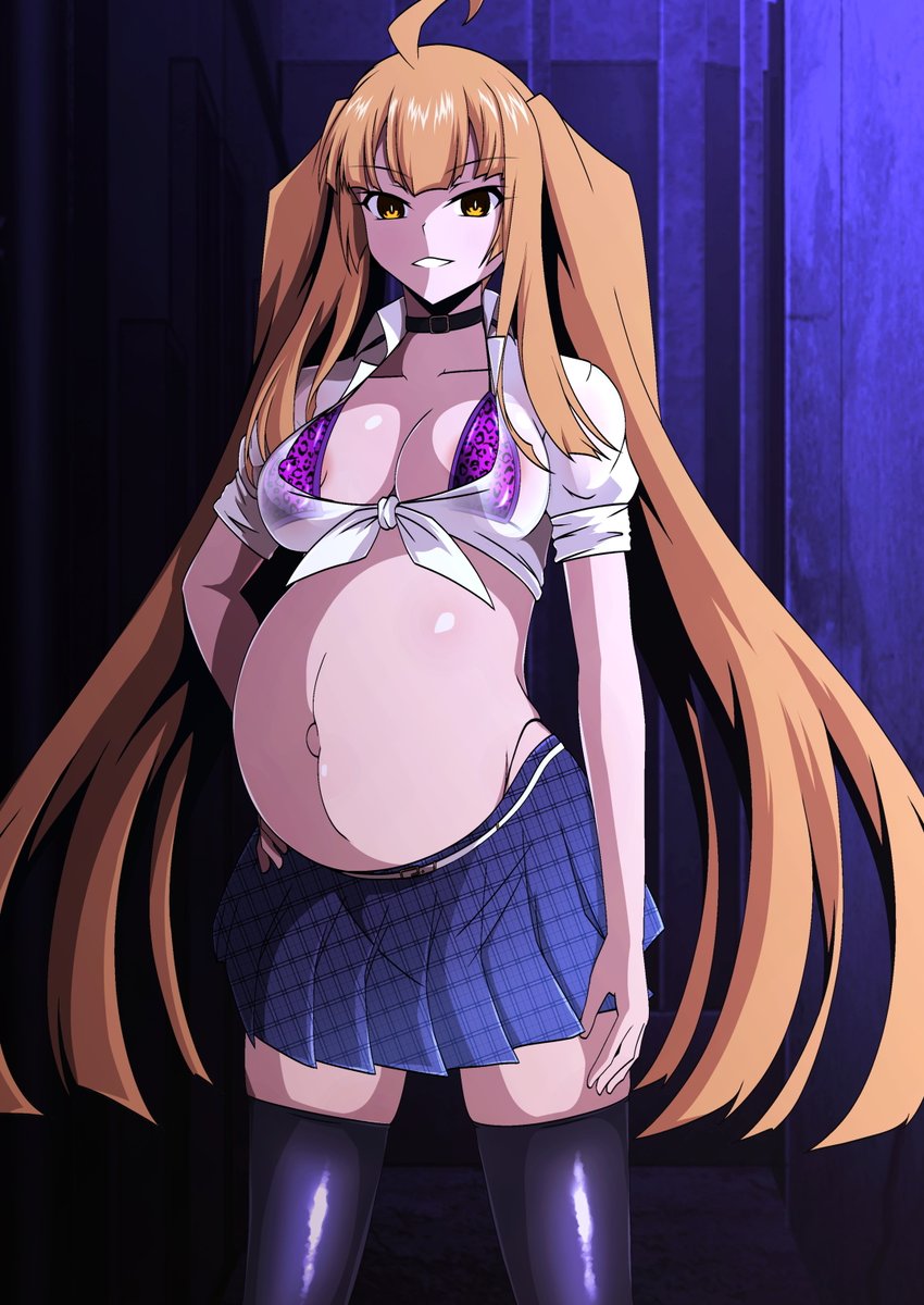 pixivリクエスト:らくがきプラン  その715
内容「いつものレクスティア・リリ(成長済み/ボテ腹/変身解除)で改造制服を着たイラストをお願いします」 