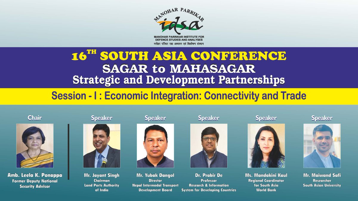 IDSAIndia's tweet photo. Introducing Session I: Economic Integration: Connectivity and Trade. The session will be moderated by Amb. Leela K. Ponappa, Former Deputy National Security Advisor. #SAC2026 24-25 #Feb2026  #Connectivity #SouthAsia https://t.co/JgRKvLJUET